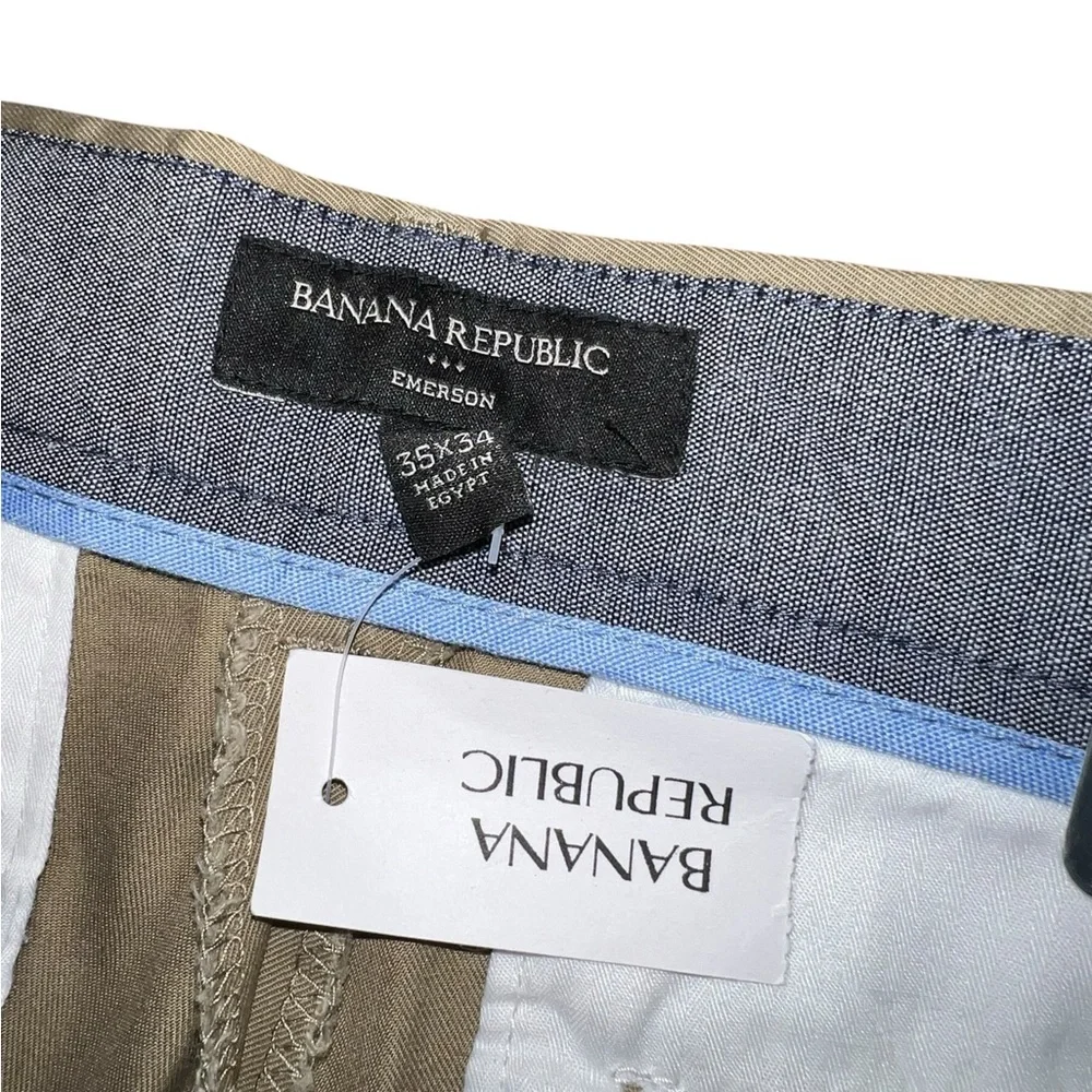 Banana Republic Men 35x34 Khaki Vintage‎ Straight Fit Emerson Chinos B059
